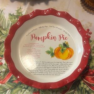 The Pioneer Woman Pumpkin Pie Dish | Red Scalloped Edge | Fall Bakeware